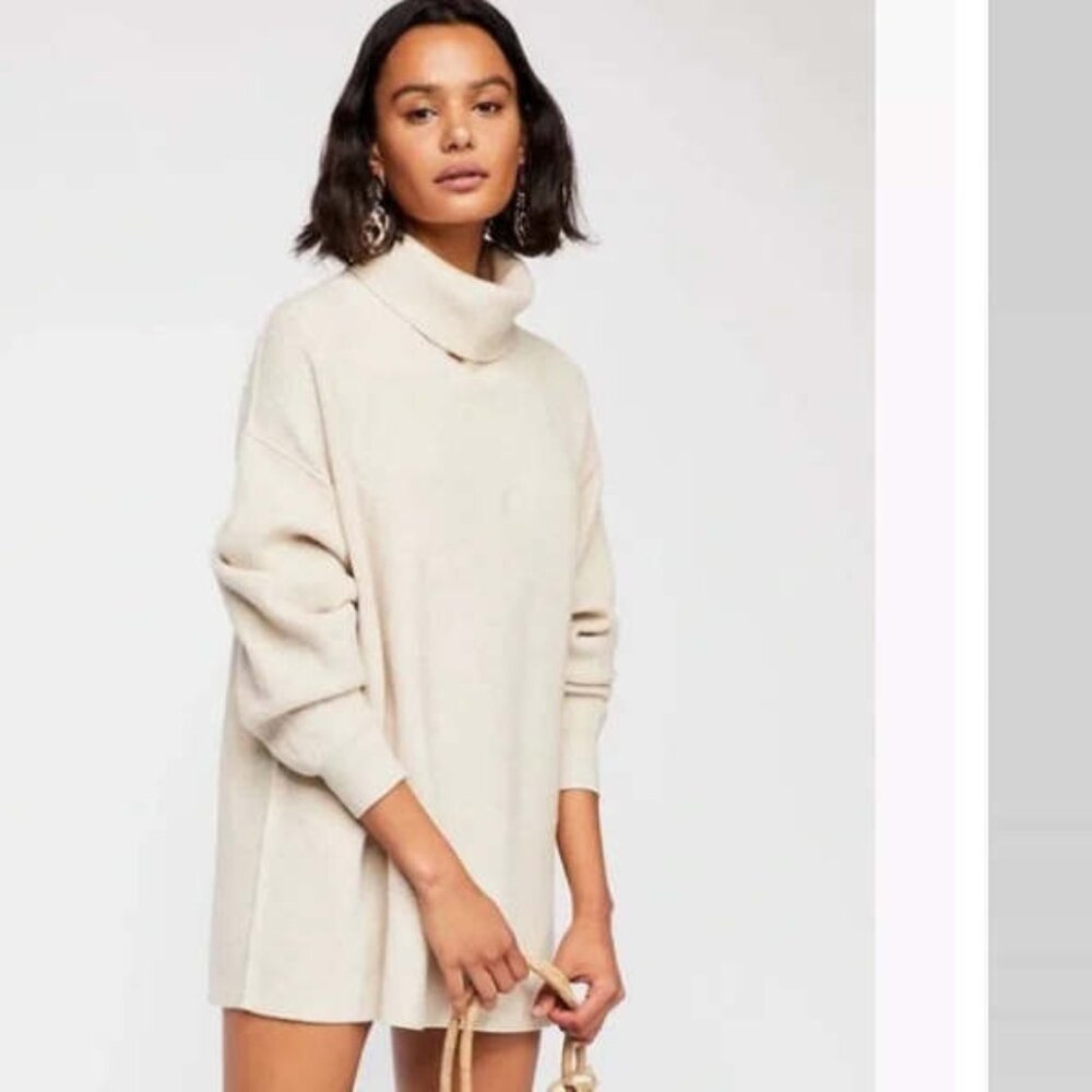 Free People Cream Turtleneck Sweater